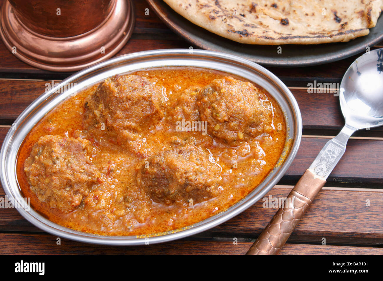 Carni di montone Kofta Curry è delizioso piatto realizzato a partire da carni di montone, di cagliata e la miscela di spezie Foto Stock