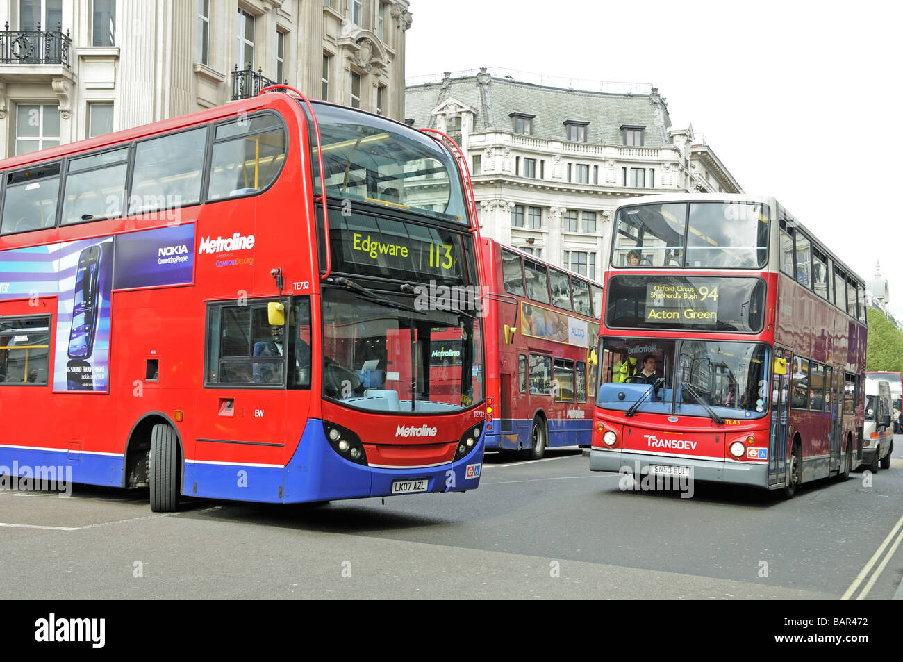 Inceppamento del bus Oxford Street Londra Inghilterra REGNO UNITO Foto Stock