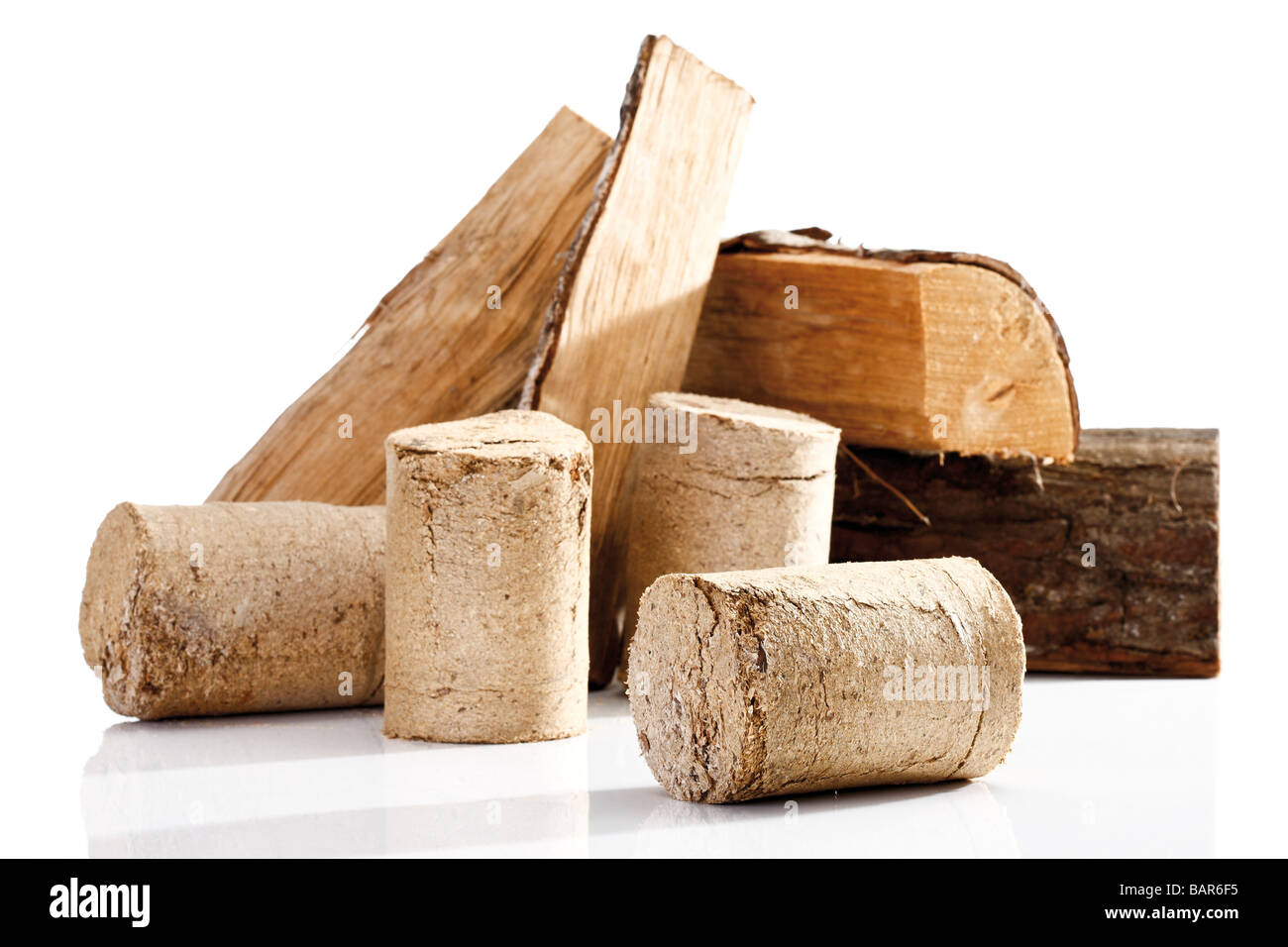 I bricchetti di legno, close-up Foto Stock