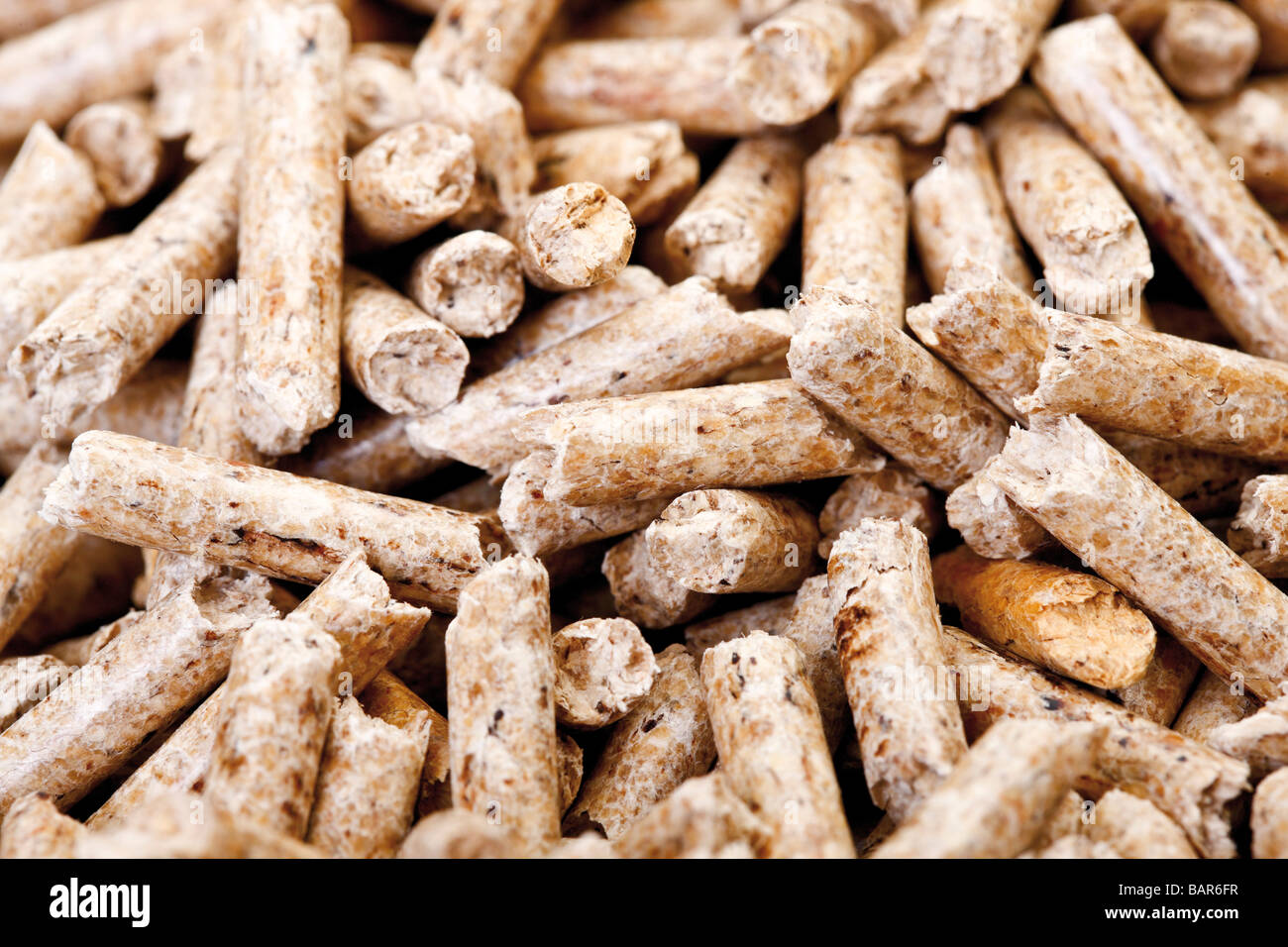 Pellet di legno, full frame, close-up Foto Stock