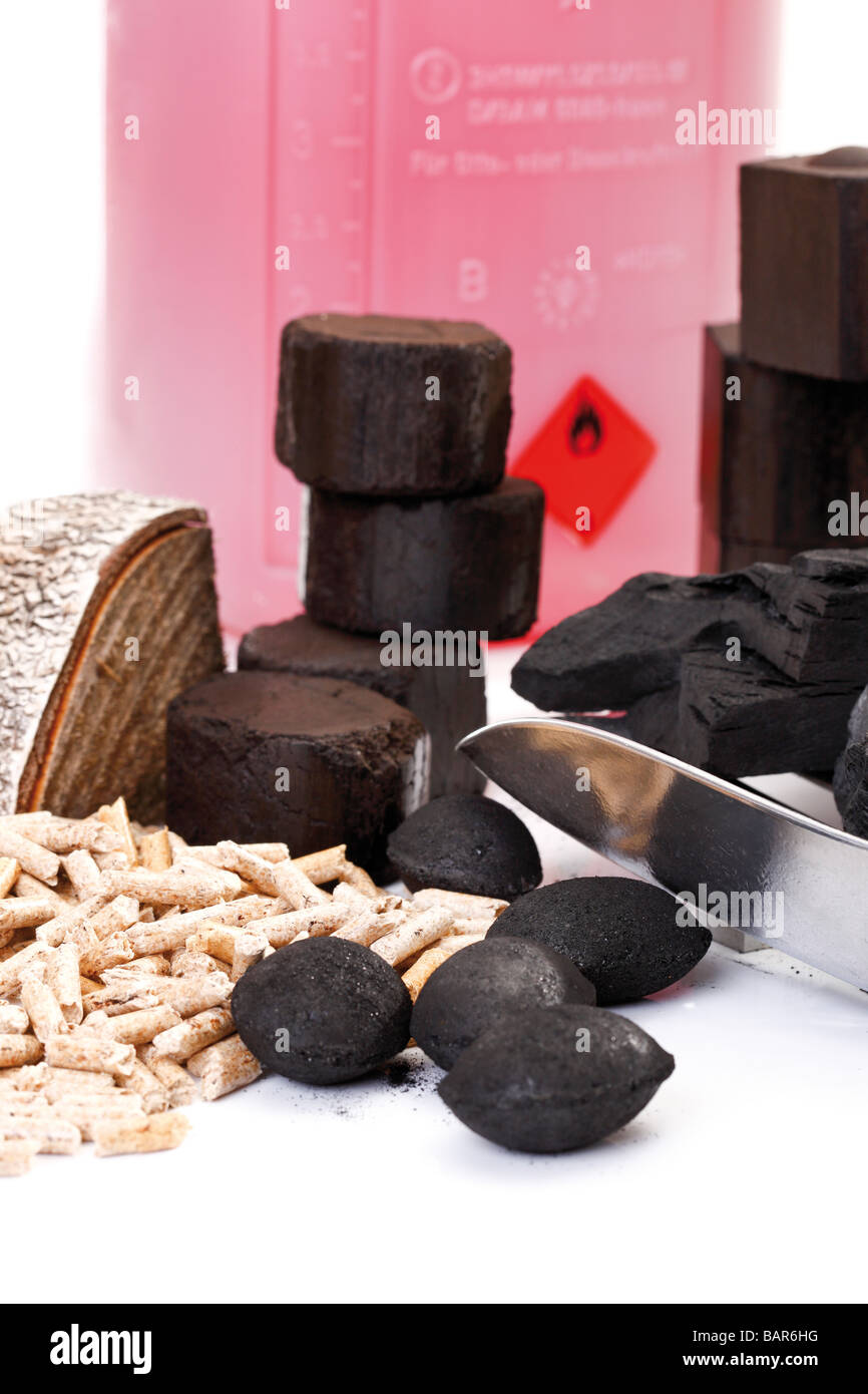 Assortimento di materiali combustibili, close-up Foto Stock