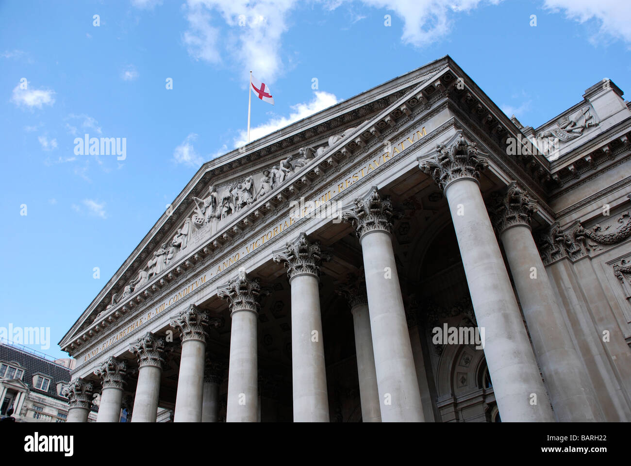 Threadneedle Street City di Londra Bank of England Royal Exchange building Foto Stock