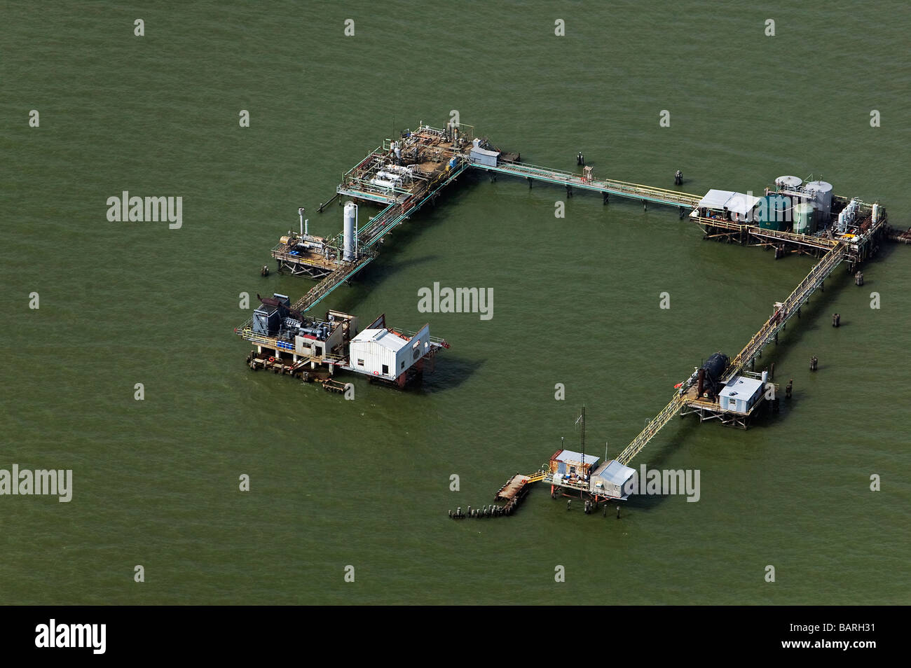 Vista aerea sopra la produzione di gas naturale facility Louisiana Foto Stock