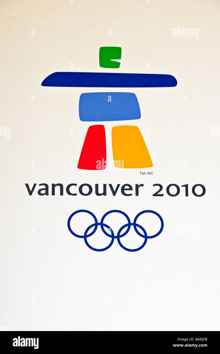 Annunciando il logo dei Giochi Olimpici Invernali 2010 che si terrà a Vancouver Foto Stock