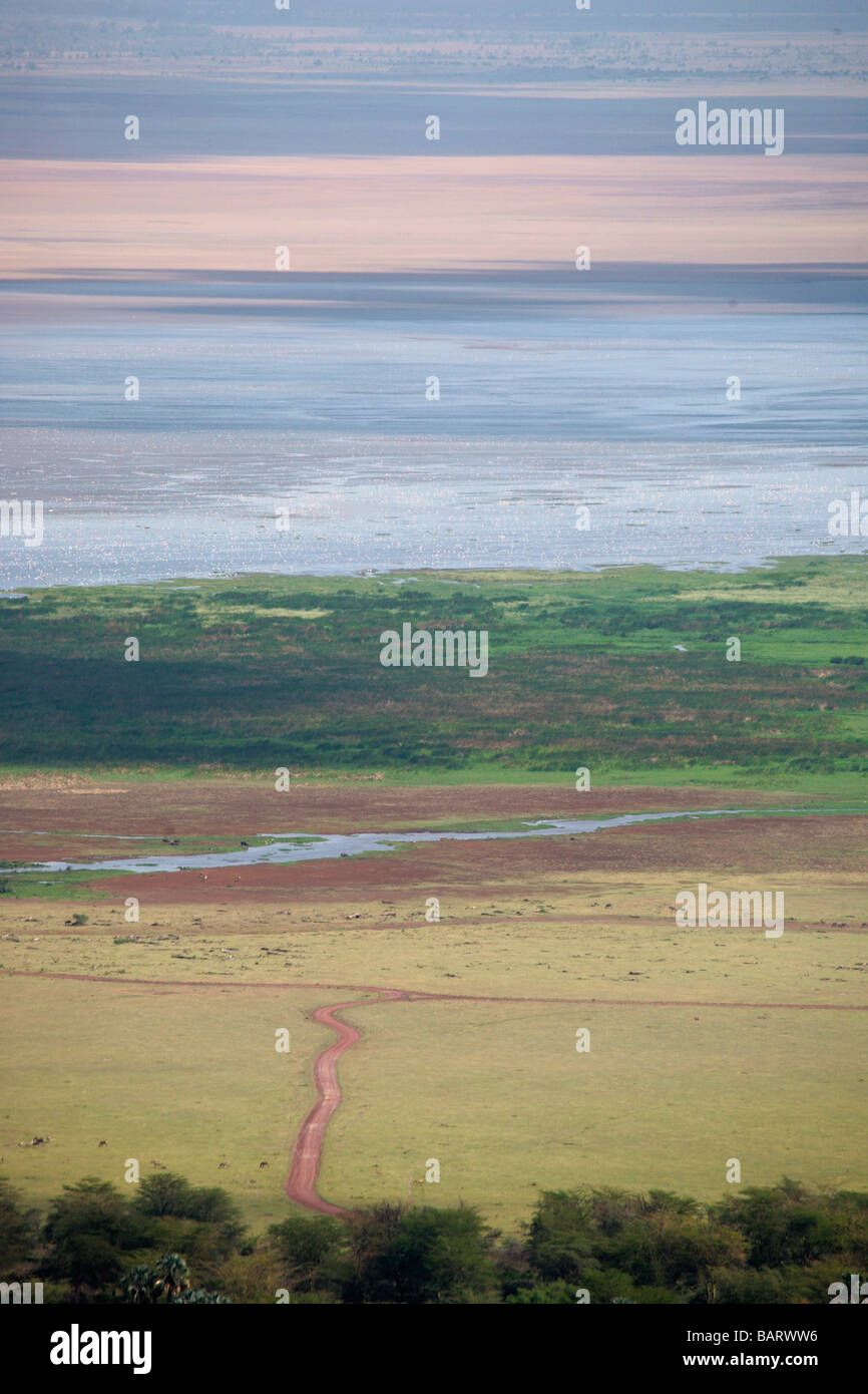 Vista sulla valle del Rift vicino al Ngorogoro Area di Conservazione Foto Stock