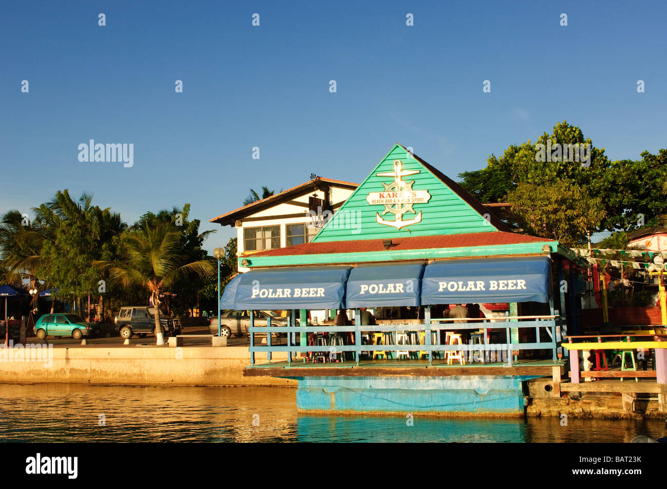 Waterfront bar Kralendijk Bonaire Foto Stock