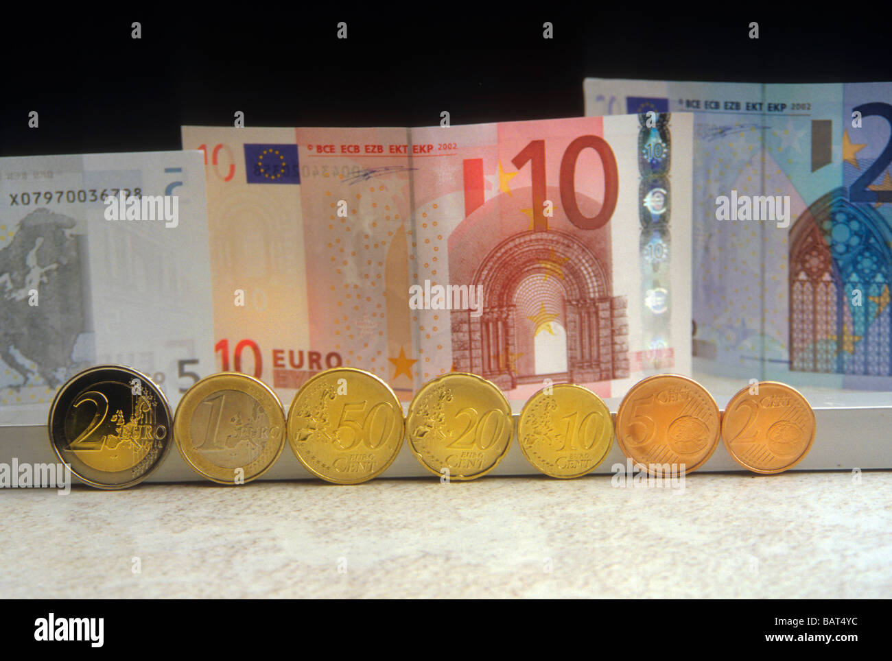 Euro moneta denaro in contante economia valuta business stimolo del commercio Foto Stock