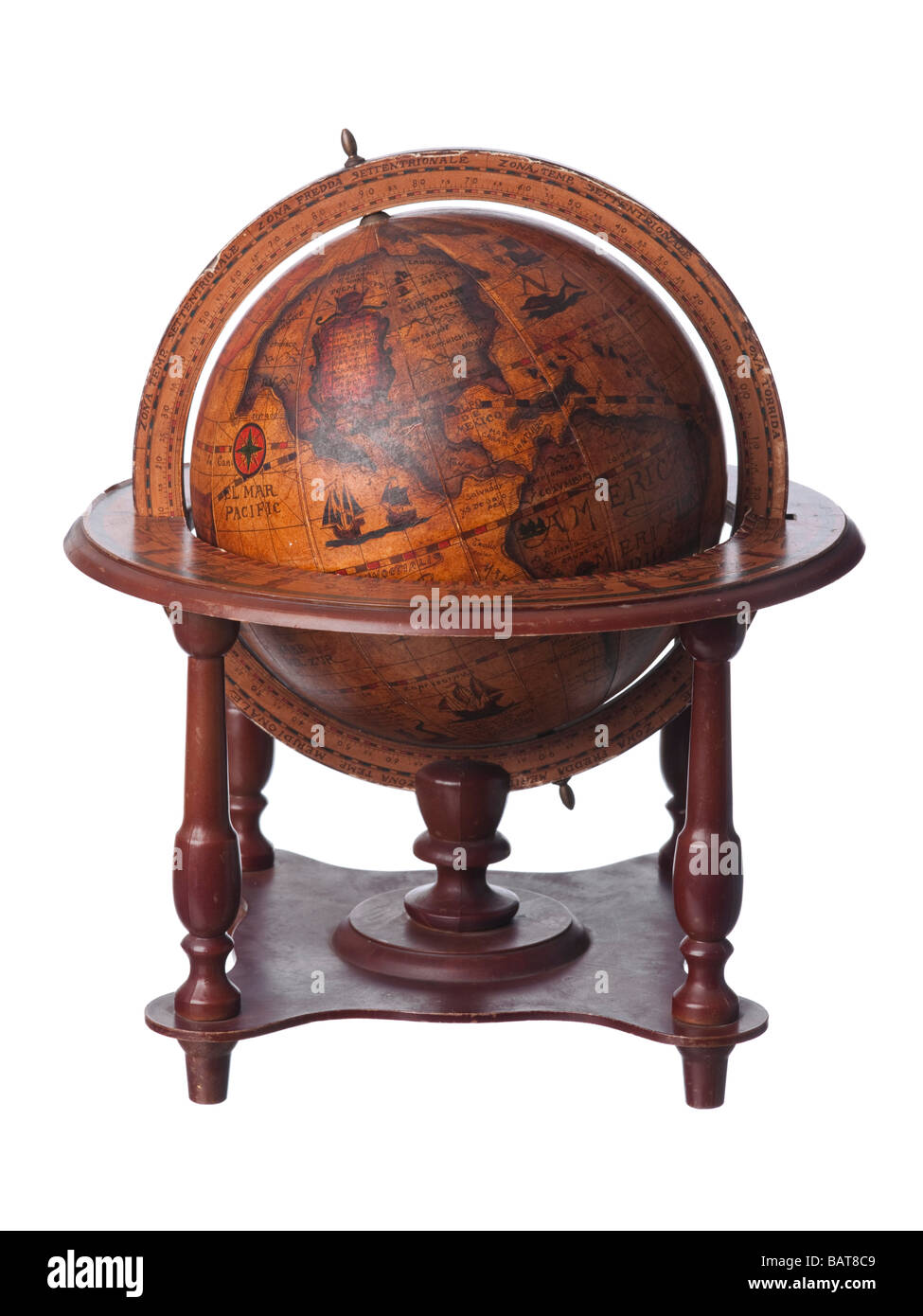 Vintage vecchio globo terrestre che mostra l'America Foto Stock