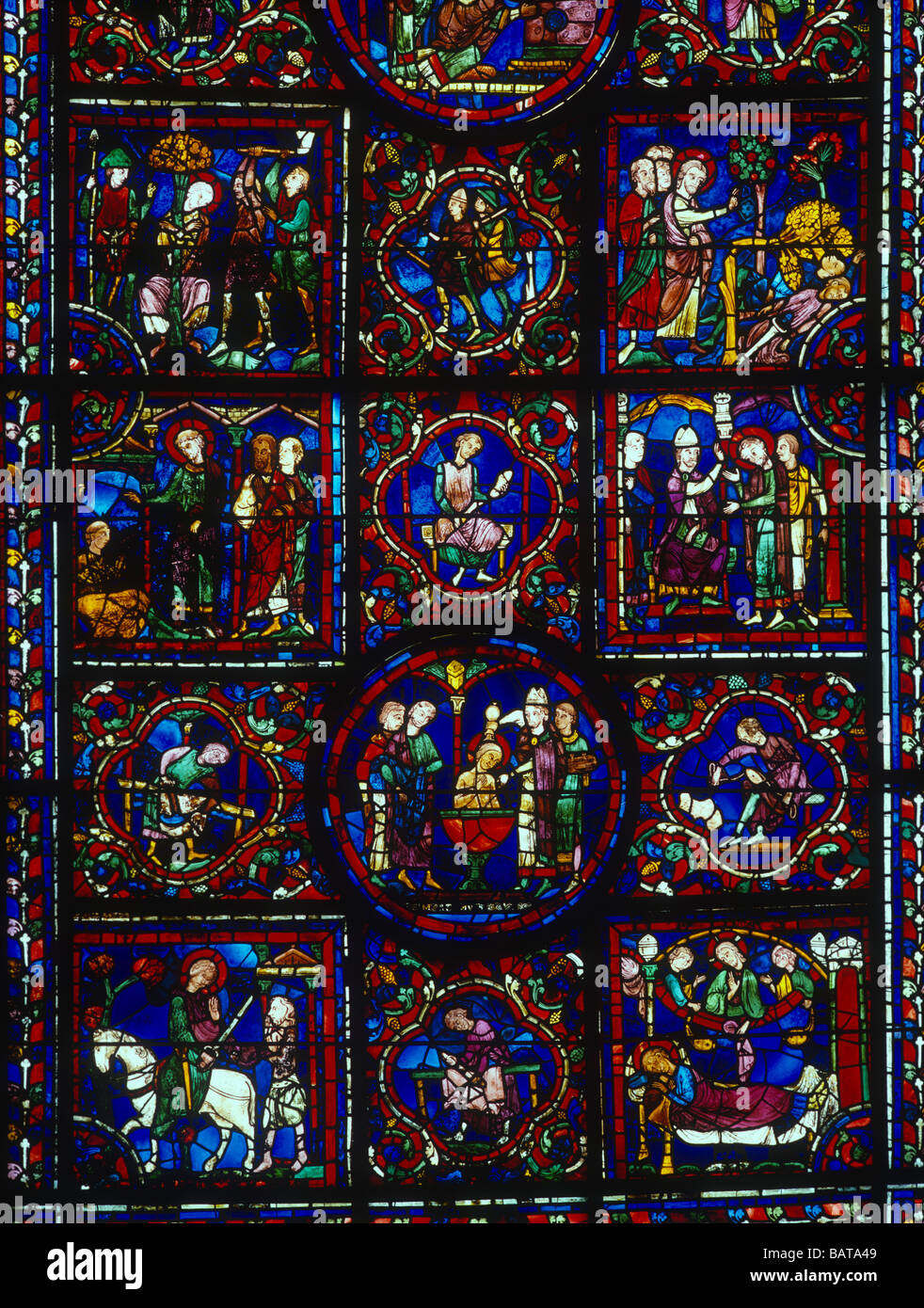 La vita di San Martin pannelli 1-12 la cattedrale di Chartres Foto Stock
