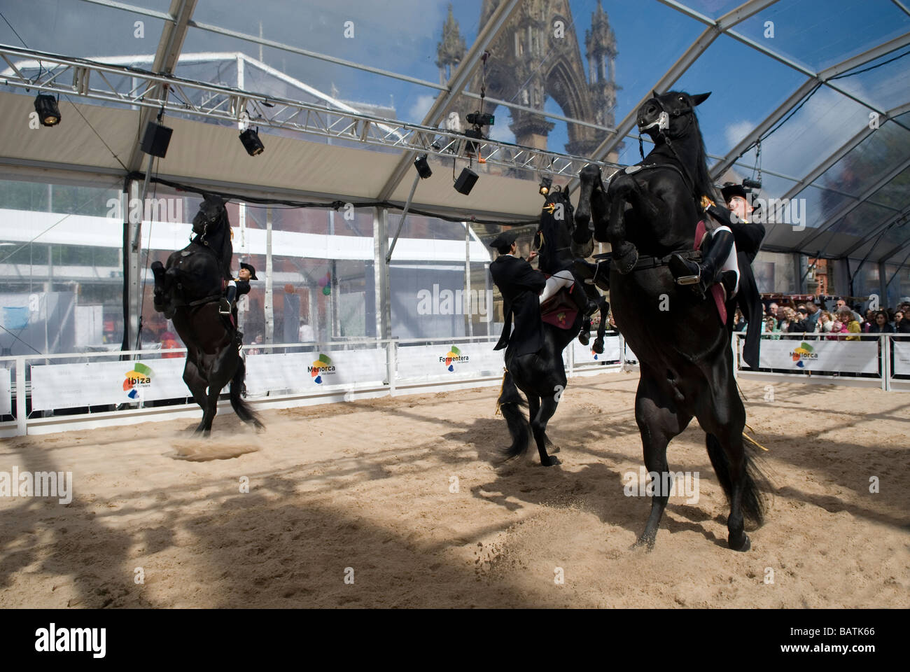 Lo spagnolo dressage in Albert Square Manchester REGNO UNITO Foto Stock