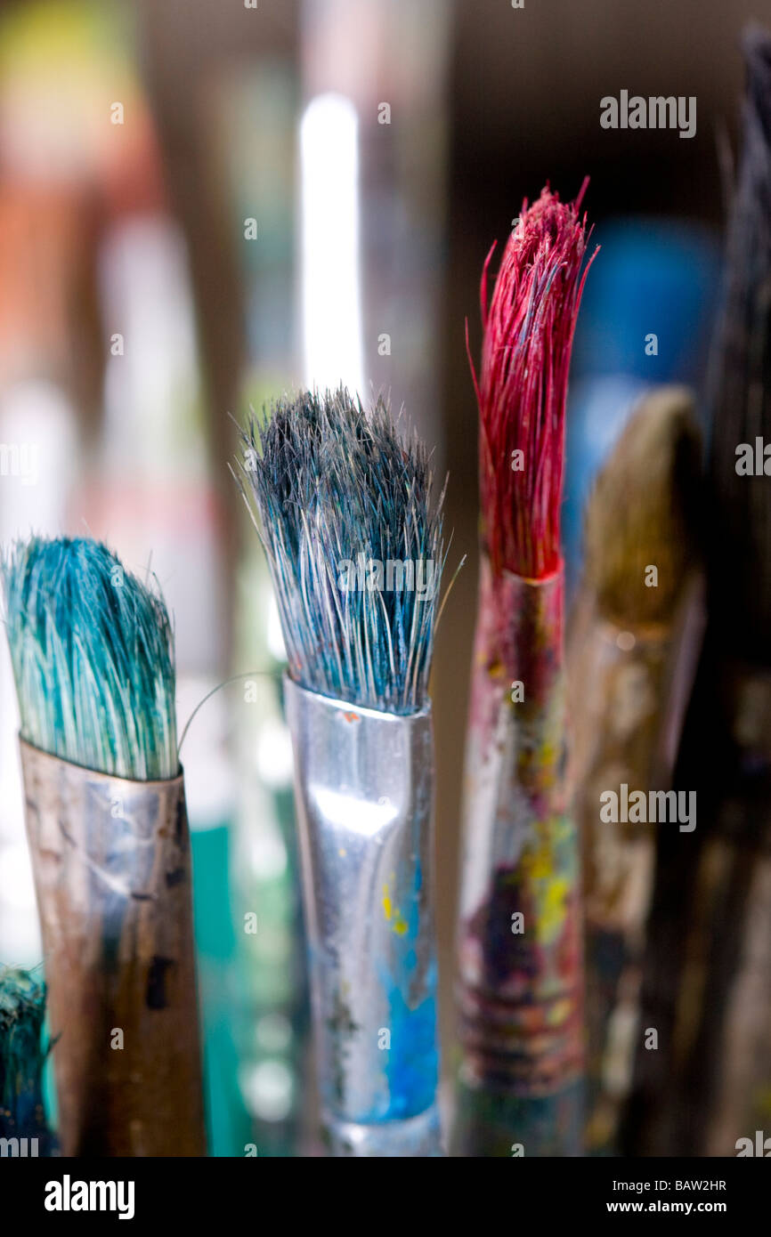 Pittura pennelli Foto Stock