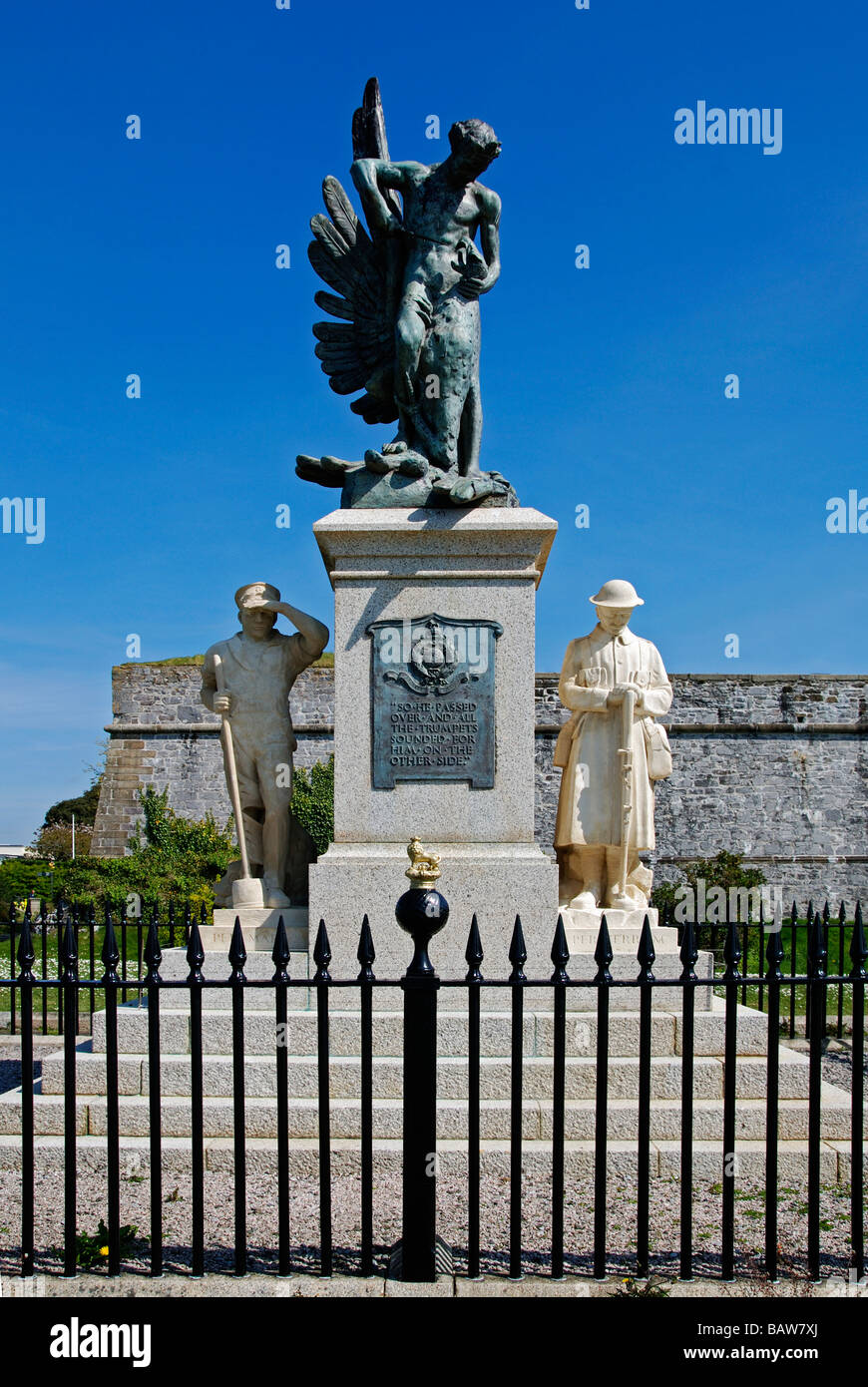 Il monumento commemorativo per il "Royal Marines' su la zappa a Plymouth in devon, Regno Unito Foto Stock