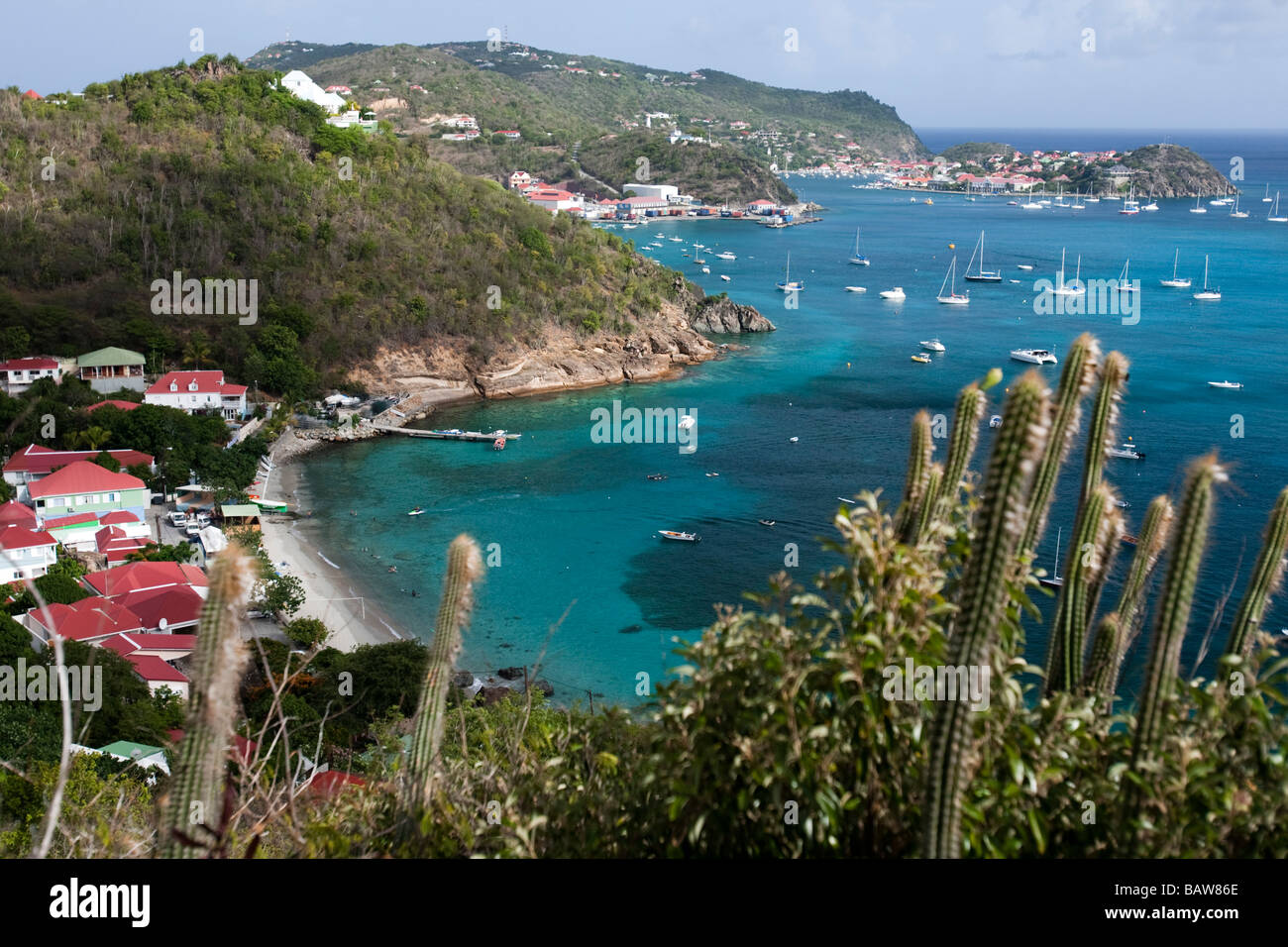 Corossol village e bay St Barts Foto Stock