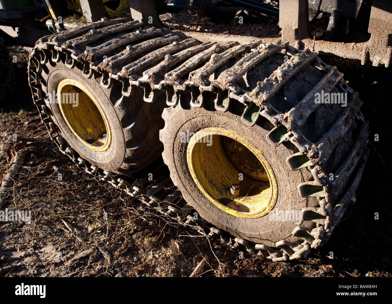 John Deere 1110D ECO III spedizioniere pneumatici con battistrada cingoli installati Foto Stock