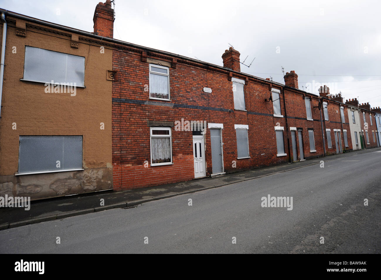 Scorrere verso il basso le case pronte per la demolizione, Goole vicino a Hull REGNO UNITO Foto Stock
