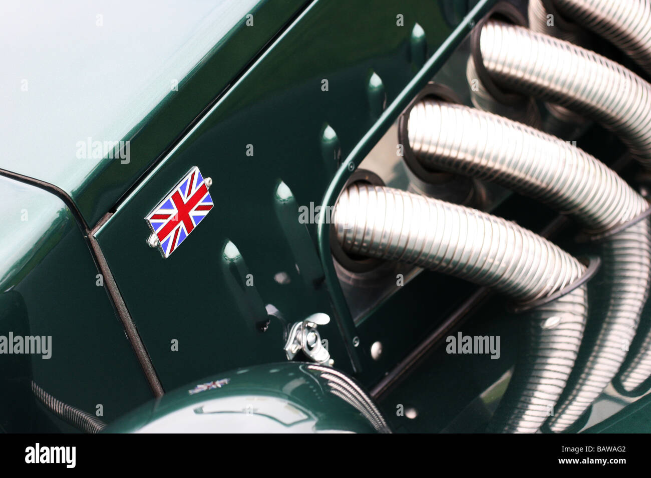 Badge britannico su classic British sportscar Foto Stock