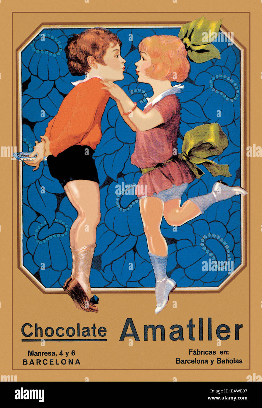 Il cioccolato Amatller: Barcellona (Kissing Bambini) Foto Stock