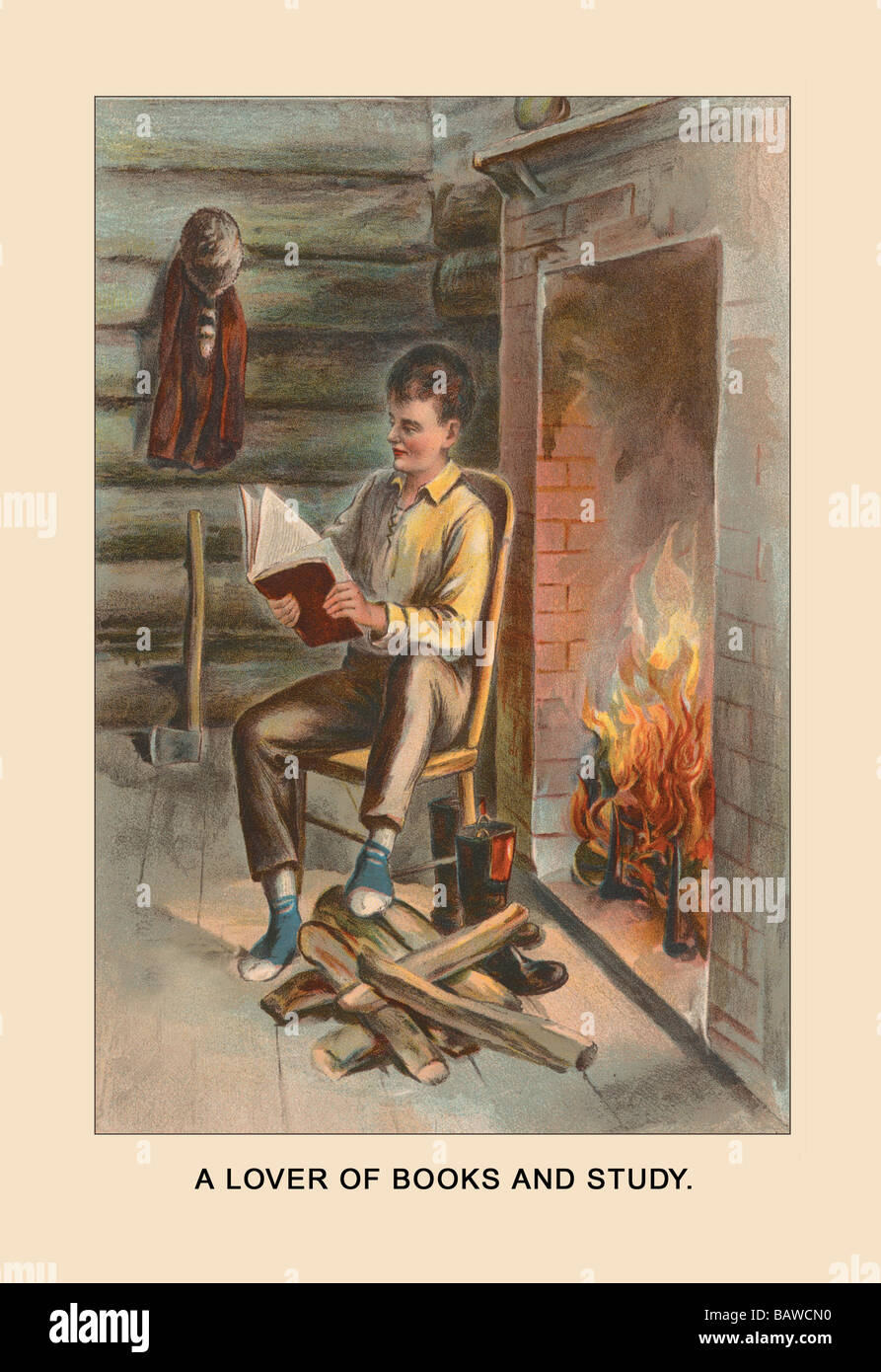 Un amante dei libri e di studio (Abe Lincoln) Foto Stock