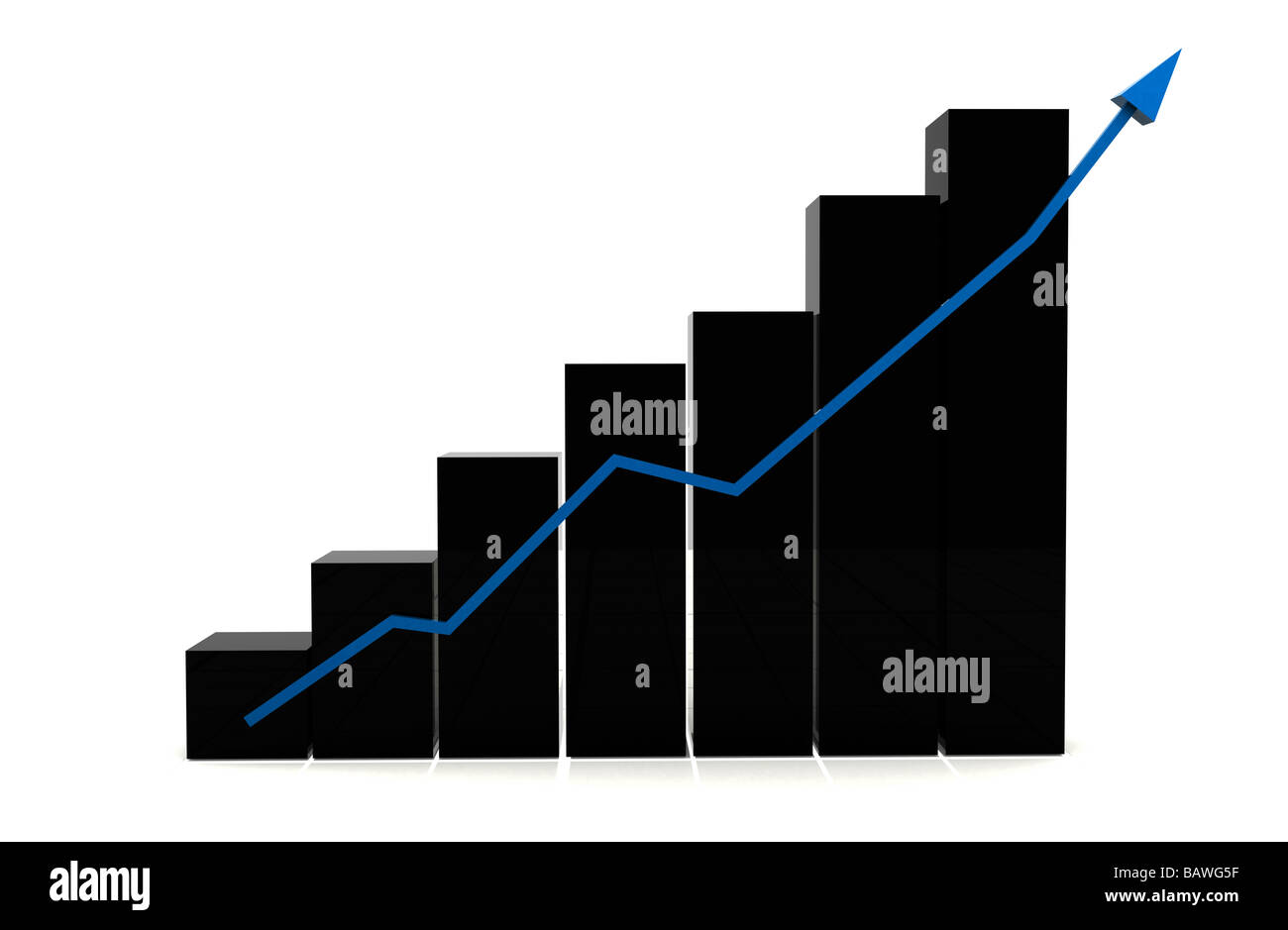 Colonna nero grafico che mostra la crescita Foto Stock