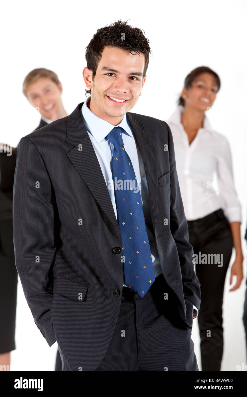 Uomo di affari e il suo team Foto Stock