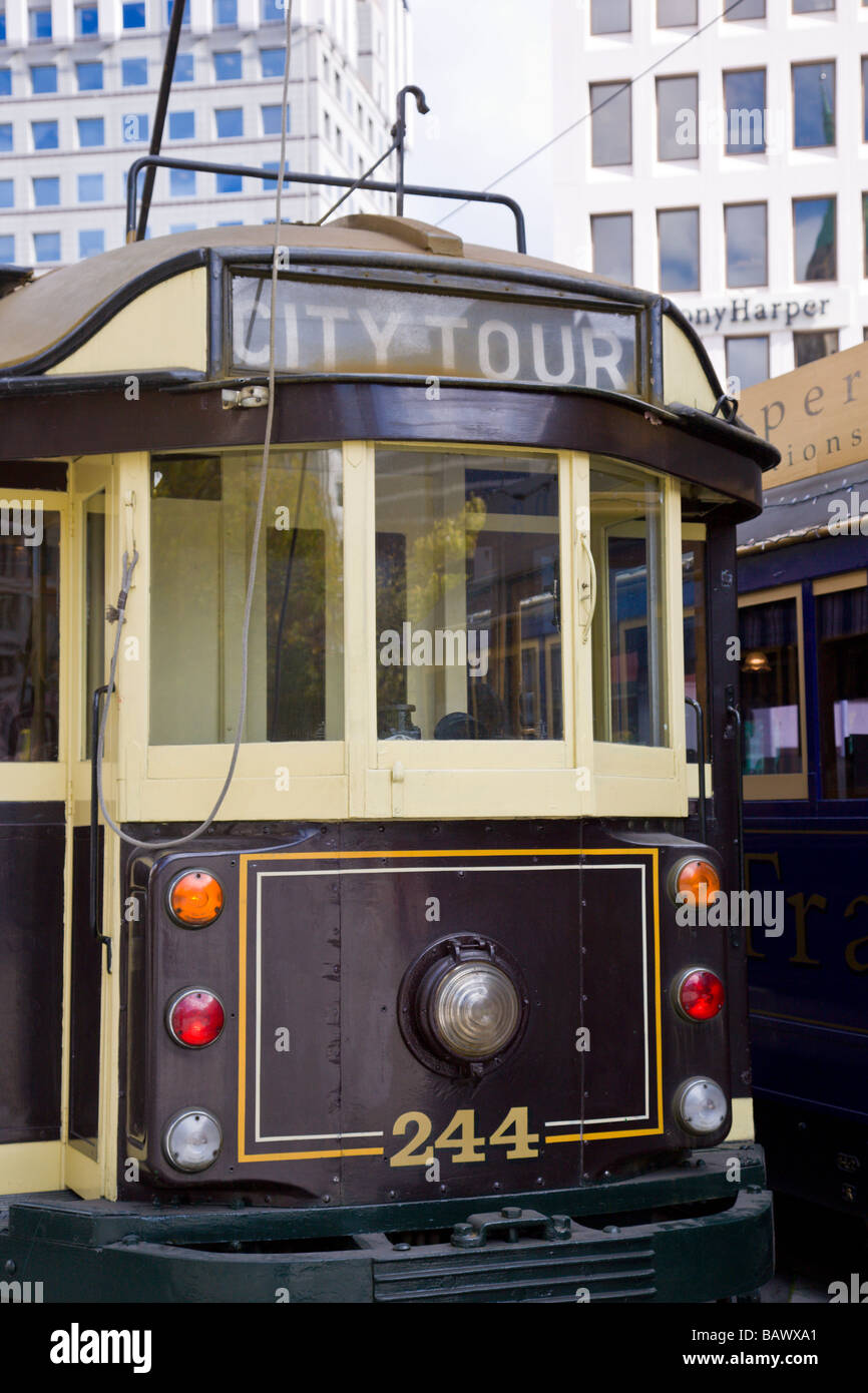 Il tram tours Christchurch Isola del Sud della Nuova Zelanda Foto Stock