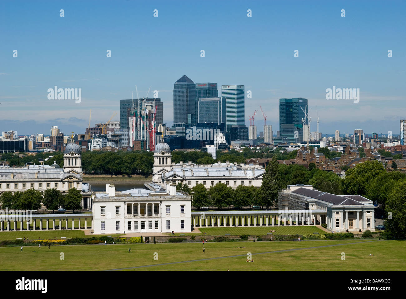 Greenwich Park e la skyline di Londra Foto Stock