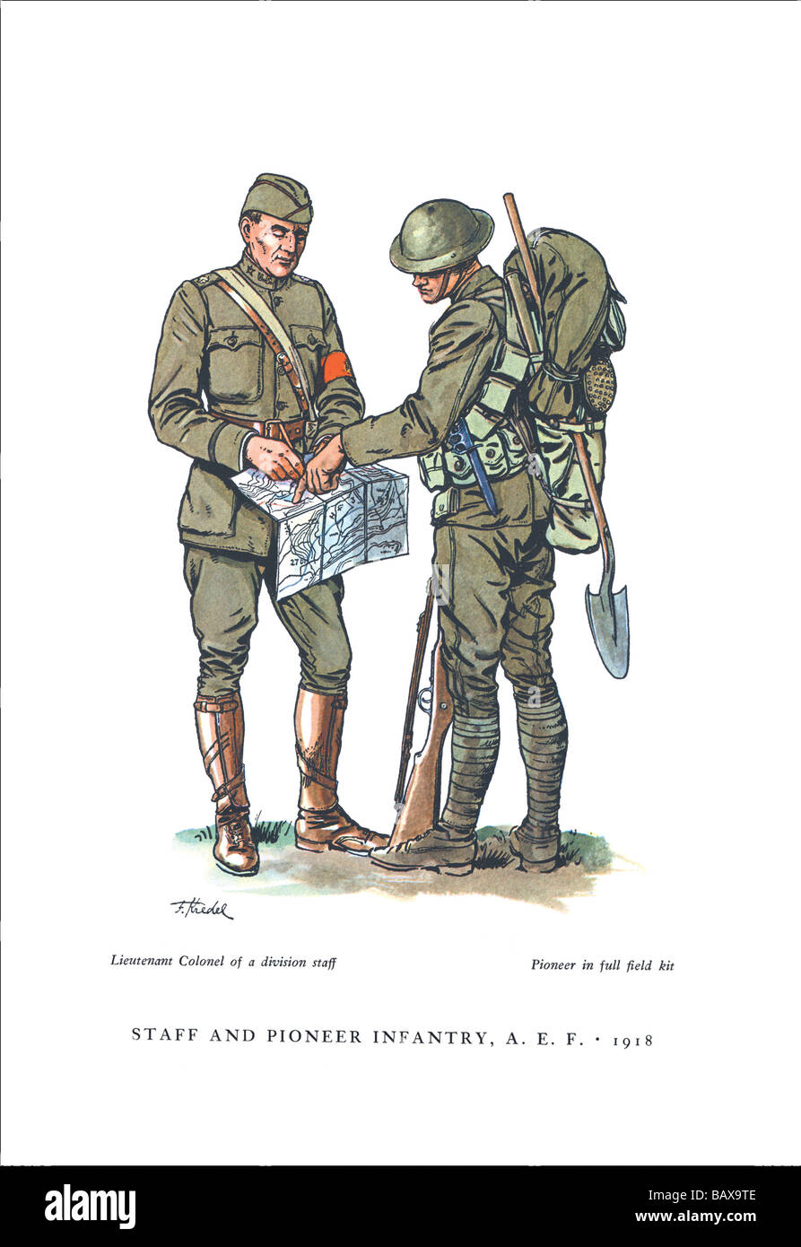 Il personale e la fanteria Pioneer,A. E. F. ,1918 Foto Stock