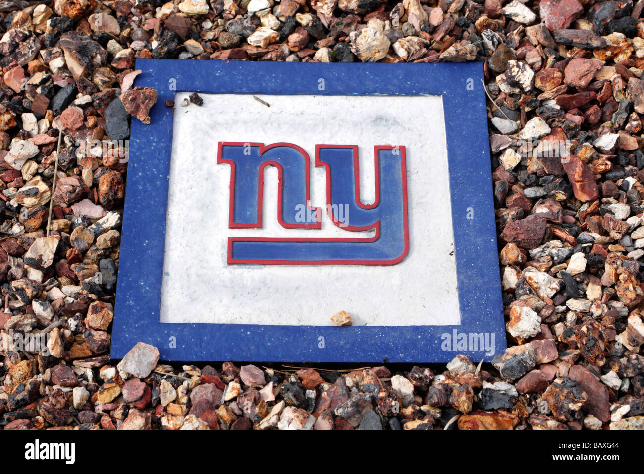 Roccia decorativa con New York Giants Football logo squadra Foto Stock