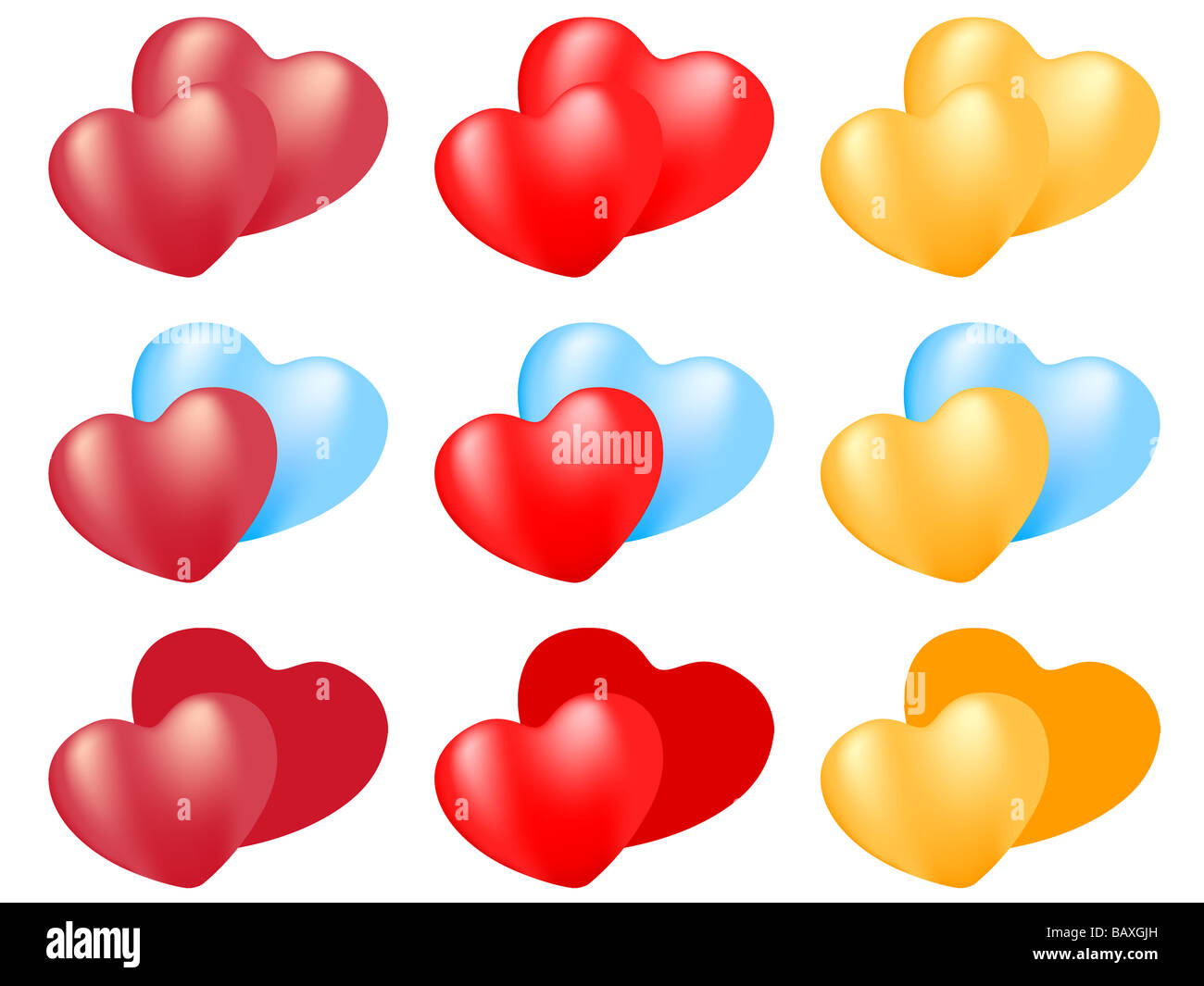 Isolate il cuore luminoso 3d per San Valentino Foto Stock