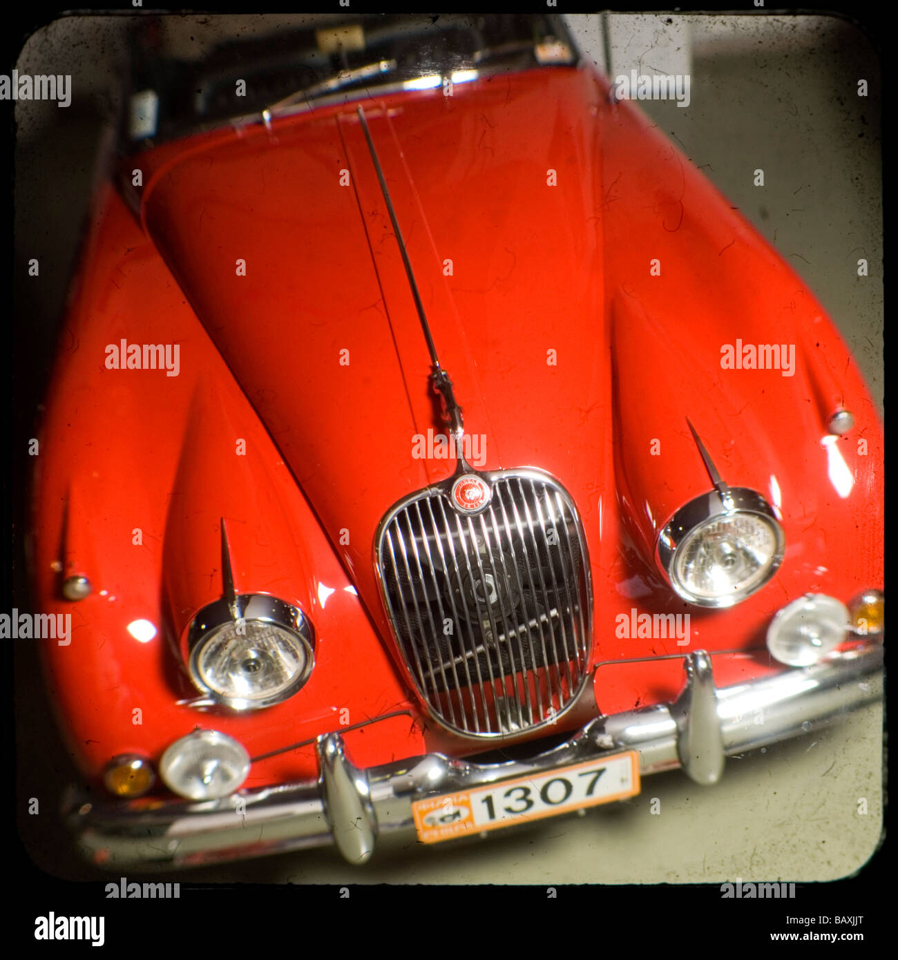 Un rosso 1959 Jaguar XK 150 Foto Stock
