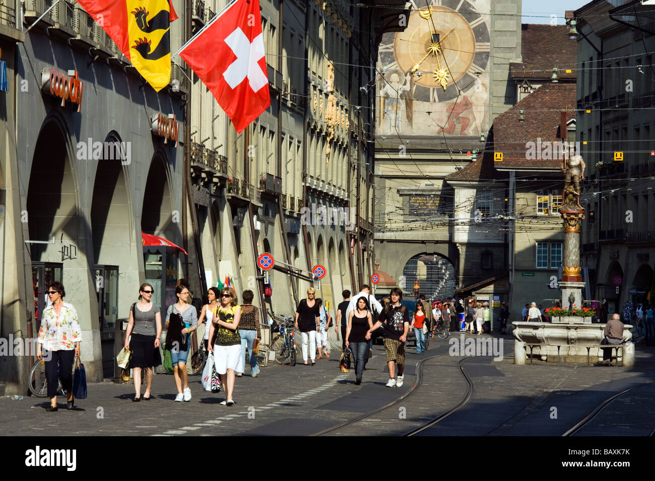 Zytglogge Tower, Marktgasse, la città vecchia di Berna, Berna, Svizzera Foto Stock