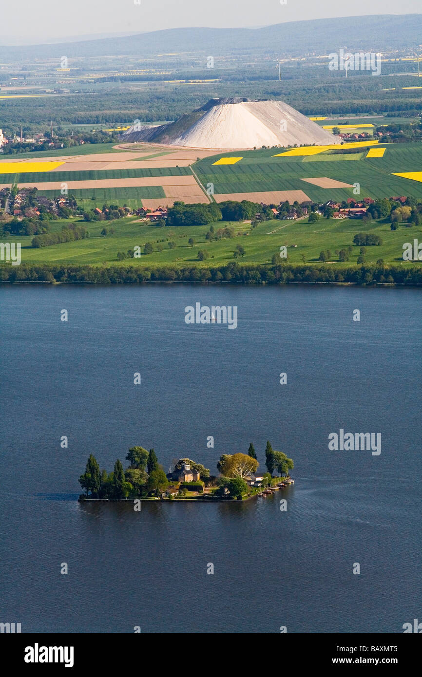 Vista aerea di Steinhuder Meer, il Lago Steinhude, Wilhelmstein Insel, riserva naturale Regione di Hannover, Bassa Sassonia, germe settentrionale Foto Stock