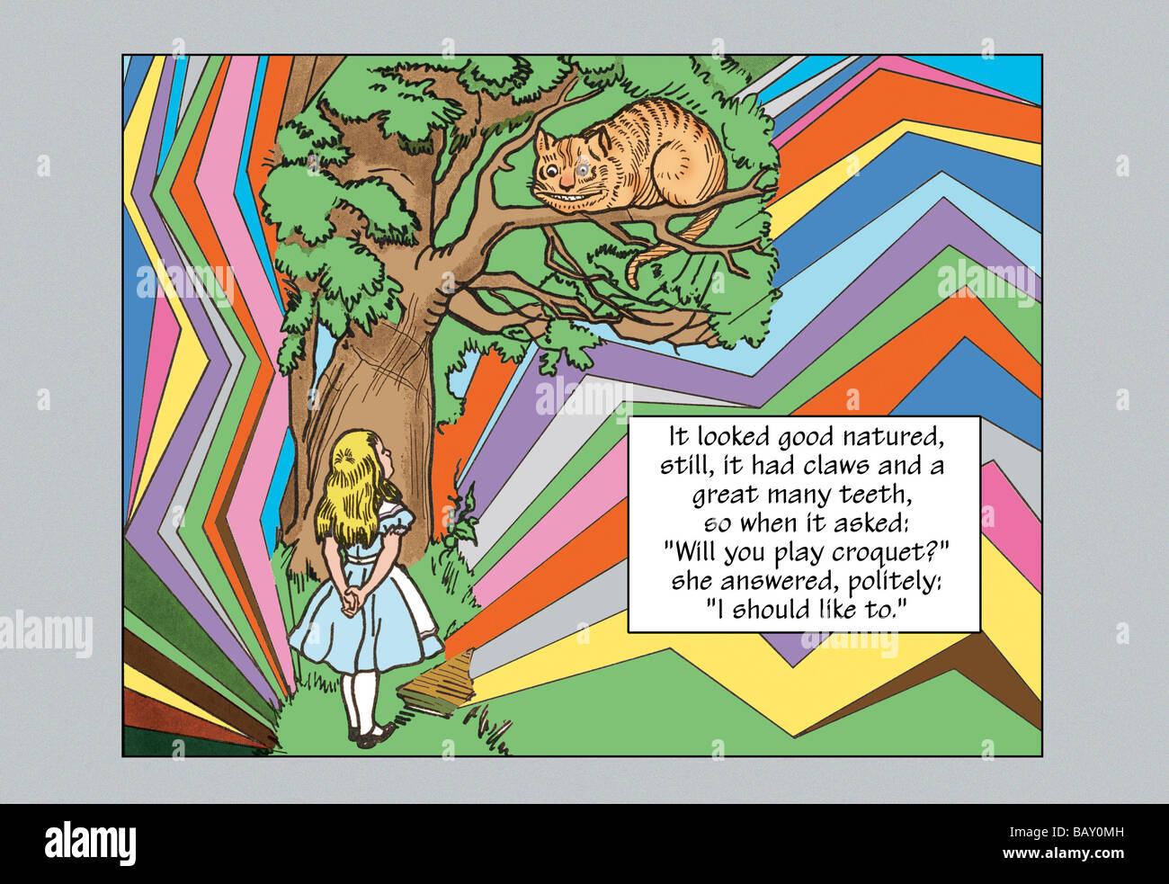 Alice nel paese delle meraviglie: Alice e il Cheshire cat Foto Stock