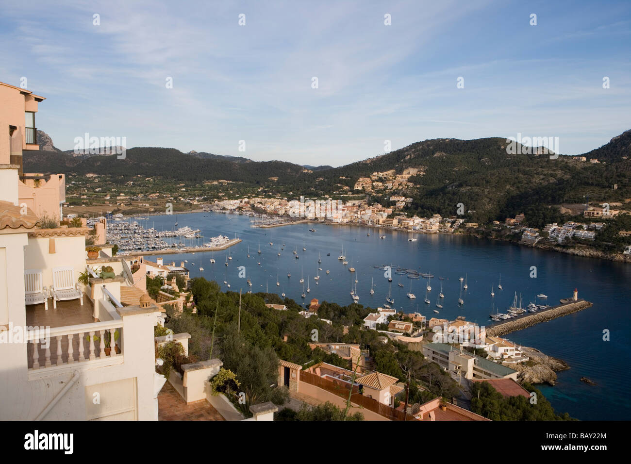 Vista sul porto d'Andratx Bay, porta d'Andratx, Maiorca, isole Baleari, Spagna Foto Stock