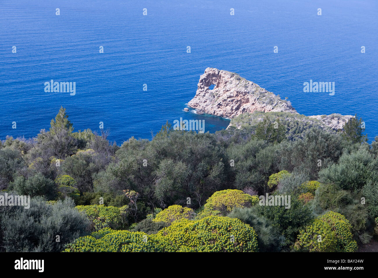 Costa al figlio Marroig Mansion, Deia, Maiorca, isole Baleari, Spagna Foto Stock