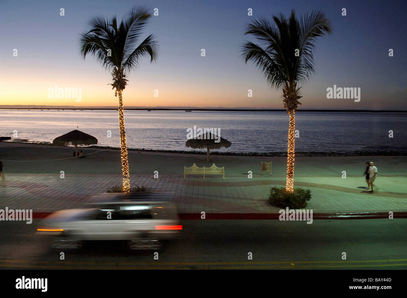 Tramonto al Malecón, La Paz, Baja California, Messico Foto Stock