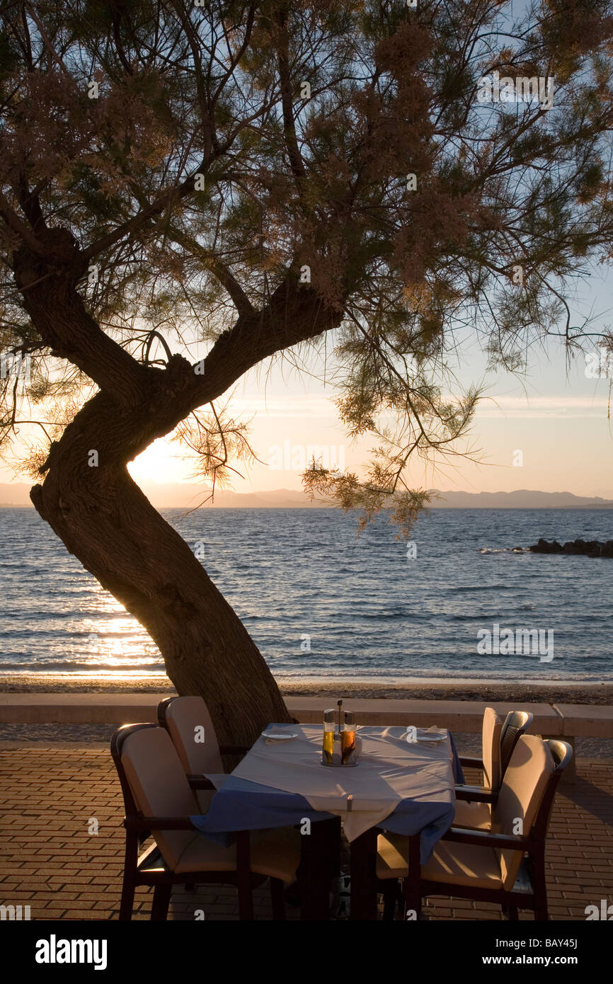 Tabella di mare a Playa Ristorante, Colonia de Sant Pere, Maiorca, isole Baleari, Spagna Foto Stock
