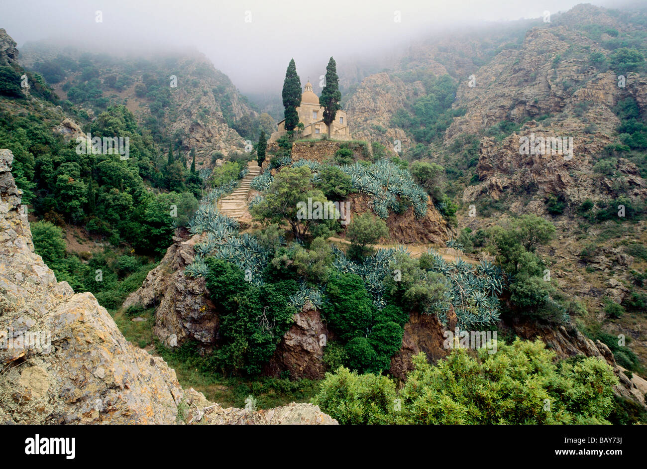 Pilgramage chiesa della Madonna di Monserrat, Isola d'Elba, Isola di Toscana, Mare mediterraneo, Toscana, Italia Foto Stock