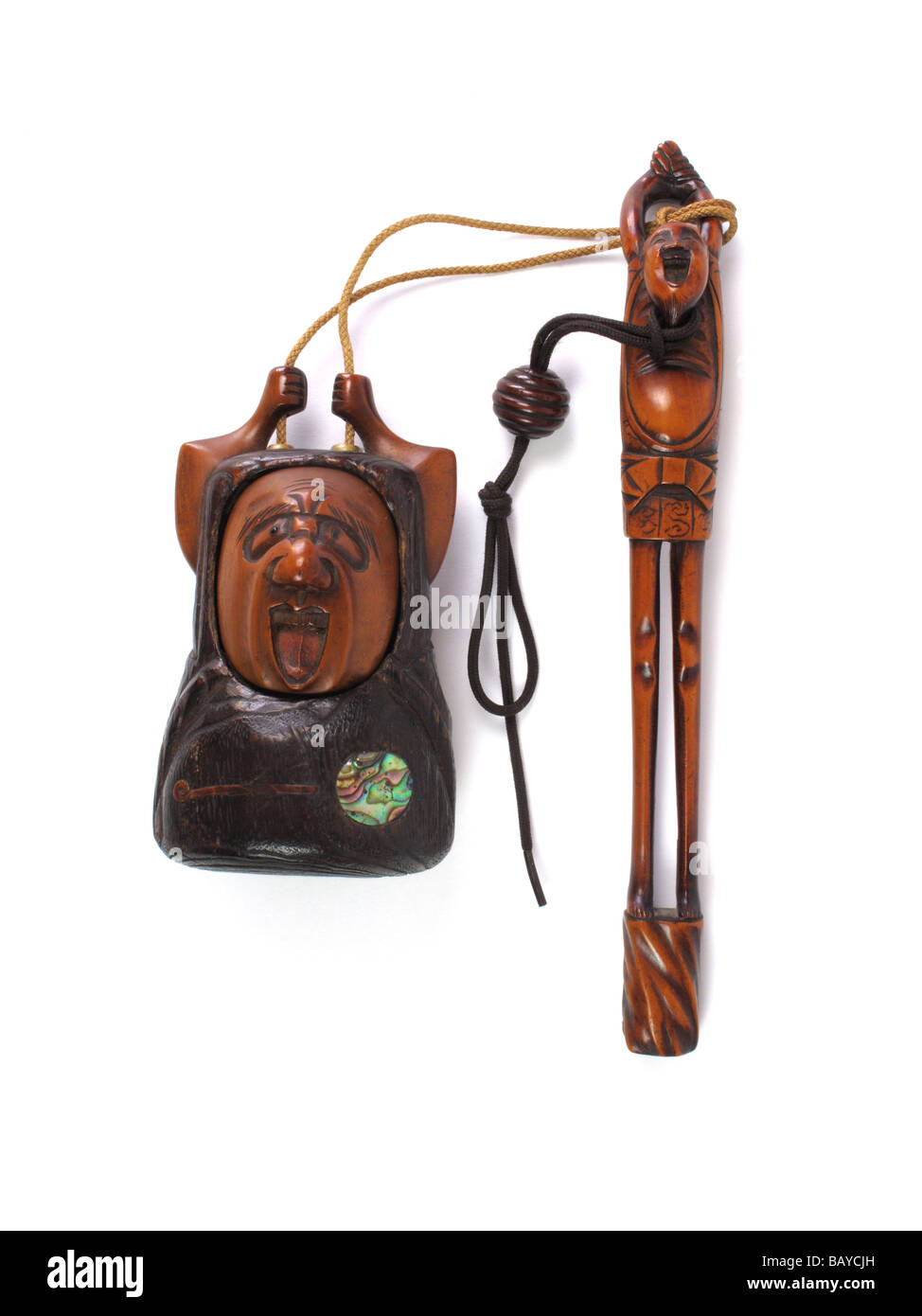 Giapponese antica custodia del tabacco e il tubo di supporto ( kiseruzutsu e tabako-ire ) realizzato circa 1880 Foto Stock