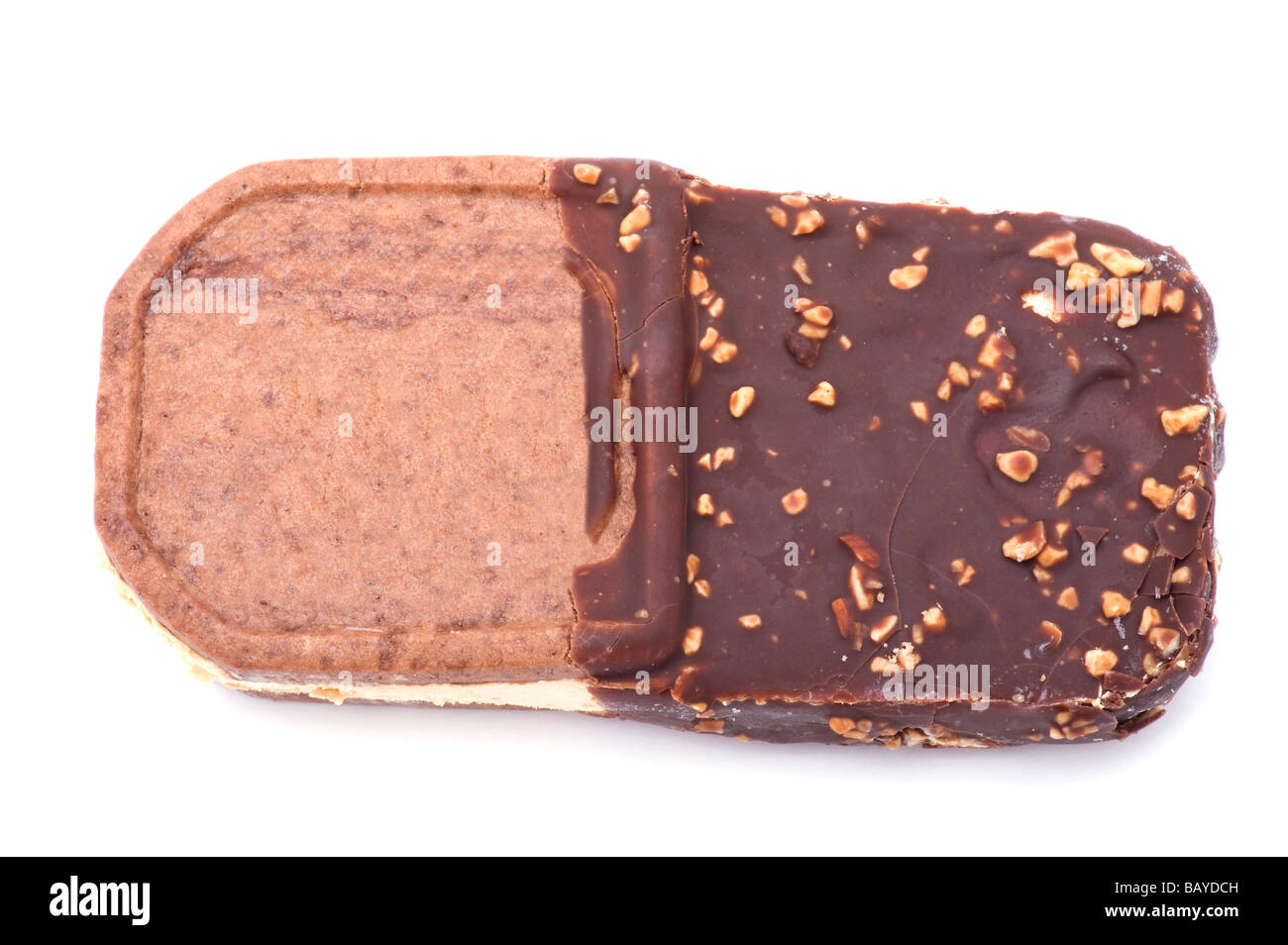 Oggetto su alimento bianco di gelato al cioccolato Foto Stock