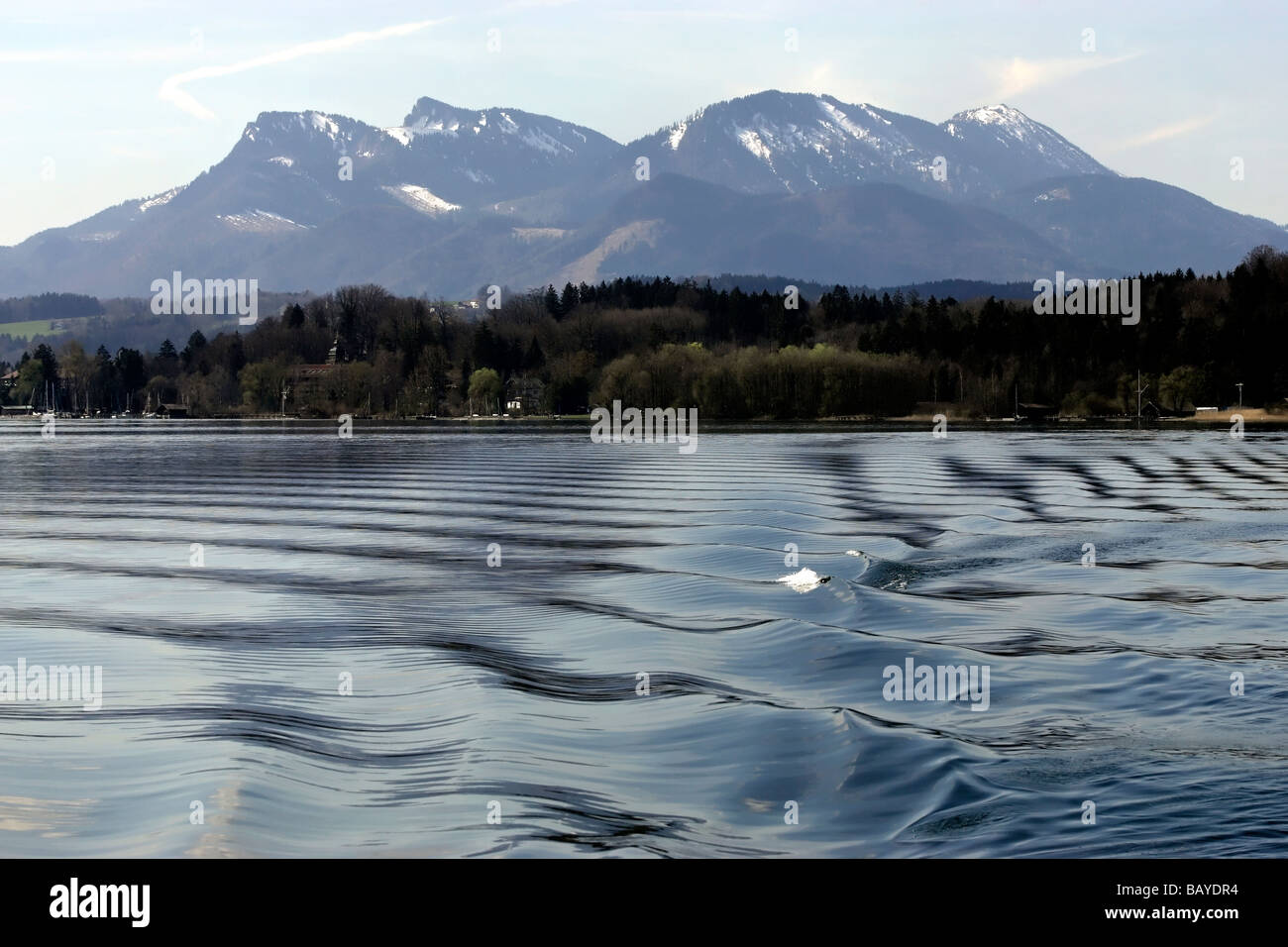 Hochriss Montagna, Lago Chiemsee, Chiemgau, Alta Baviera, Germania, Europa Foto Stock