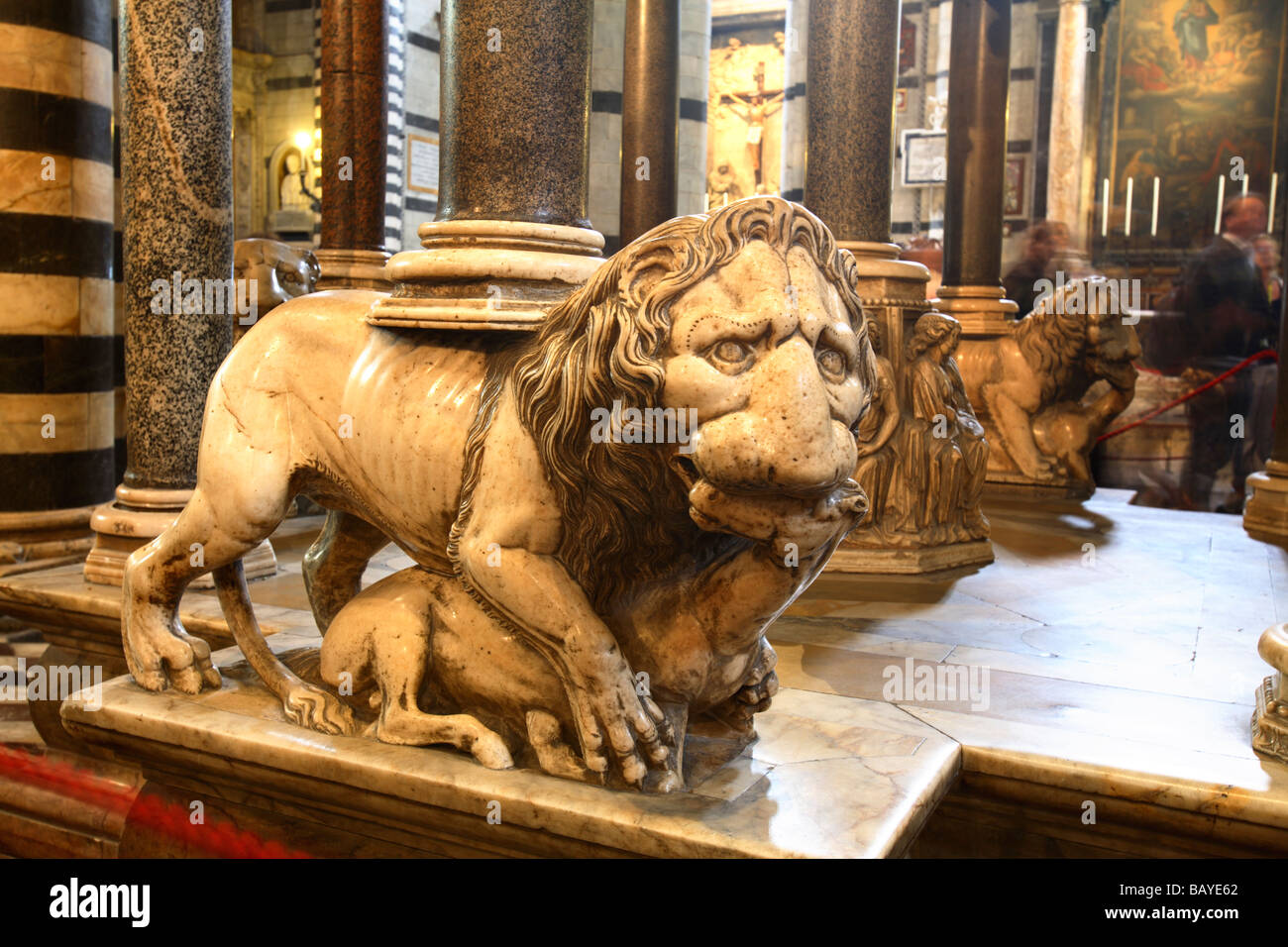 Dettaglio della giostra ottagonale pulpito di Pisano, Duomo dell Assunta, Siena, Italia Foto Stock