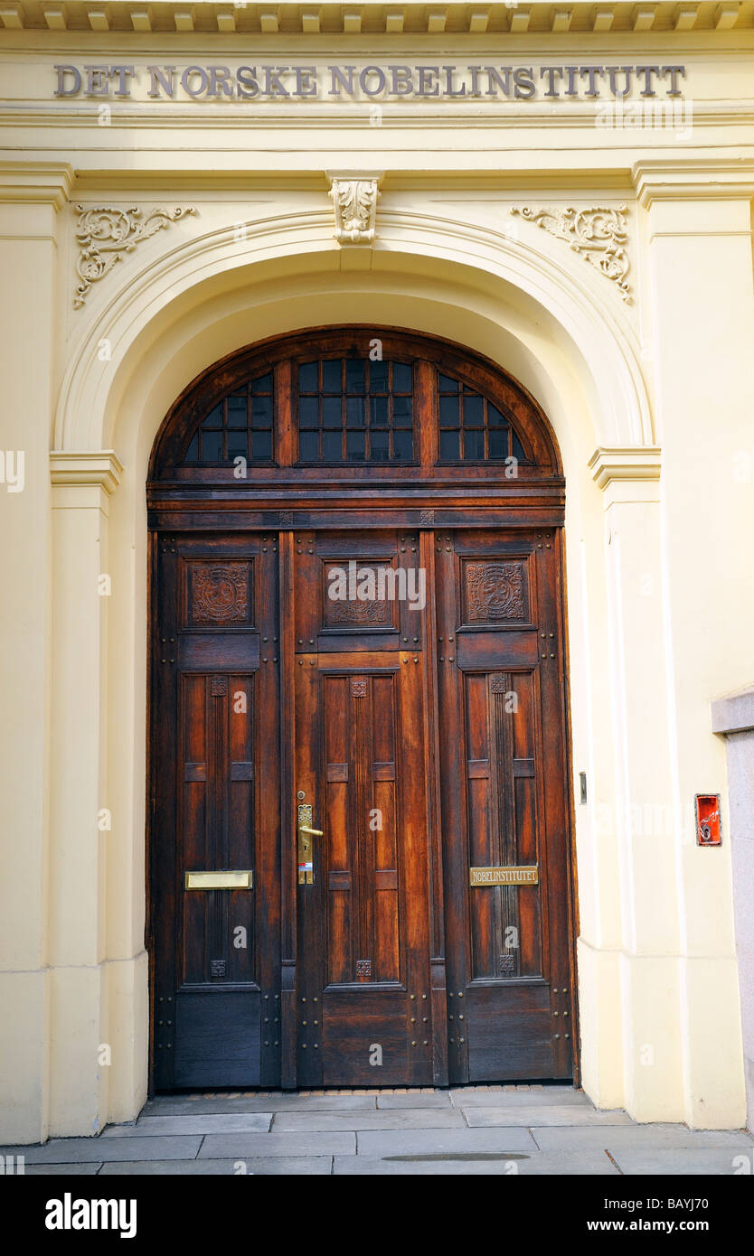 Ingresso all'Istituto Nobel norvegese Foto Stock