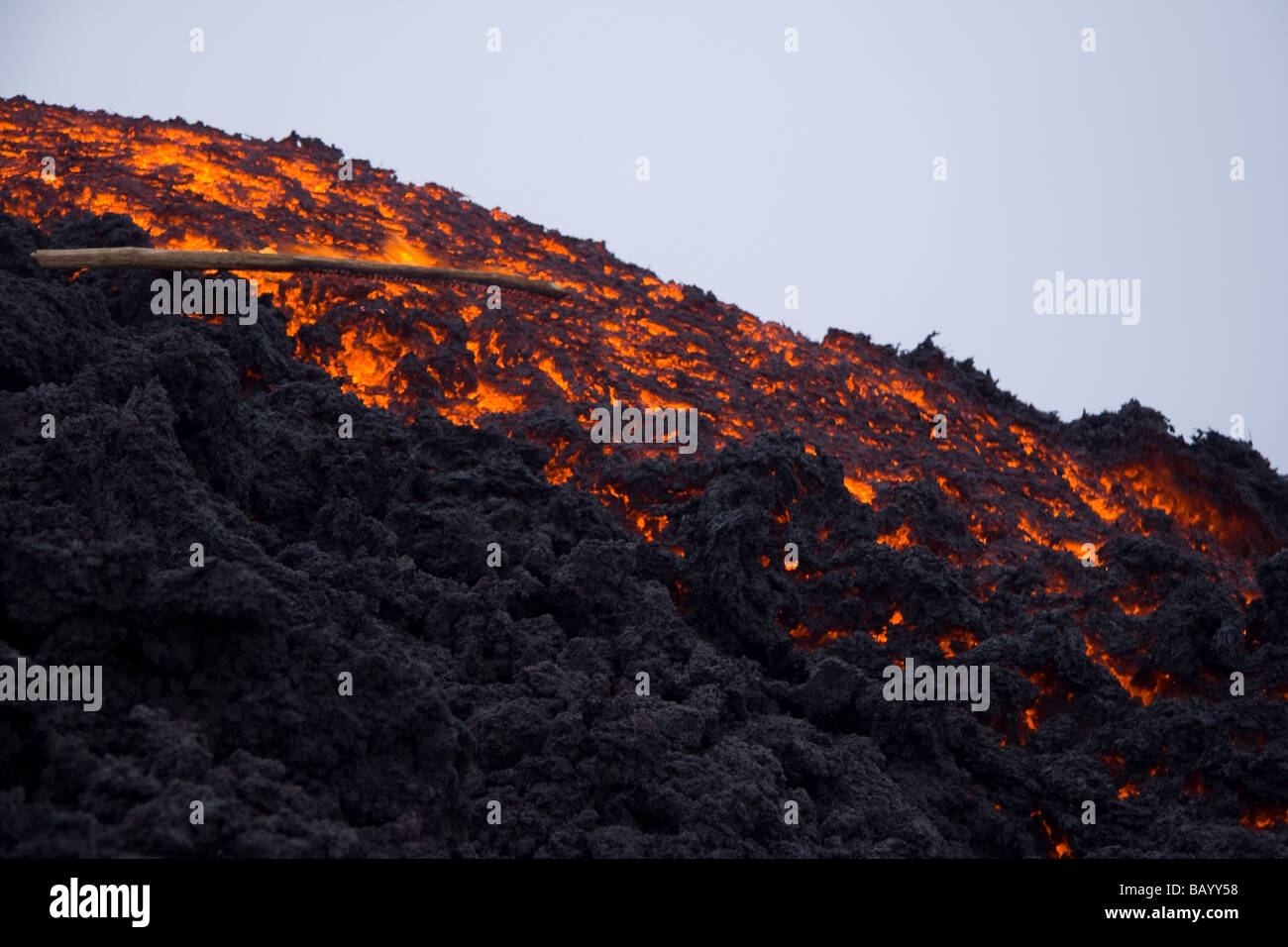 Il flusso di lava a Volcan Pacaya, Guatemala Foto Stock