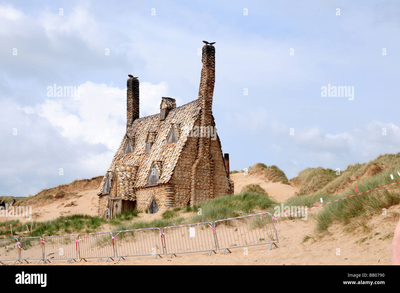 Shell Cottage set cinematografico per le riprese del film di Harry Deathly Hallows Freshwater West pembrokeshire Wales UK Foto Stock