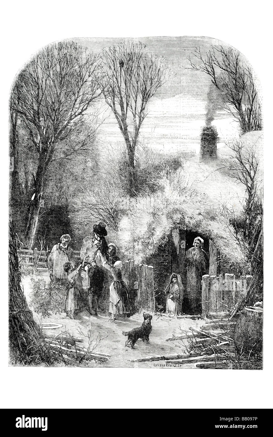 La vigilia di Natale il cottager il ritorno dal mercato da birket foster Foto Stock