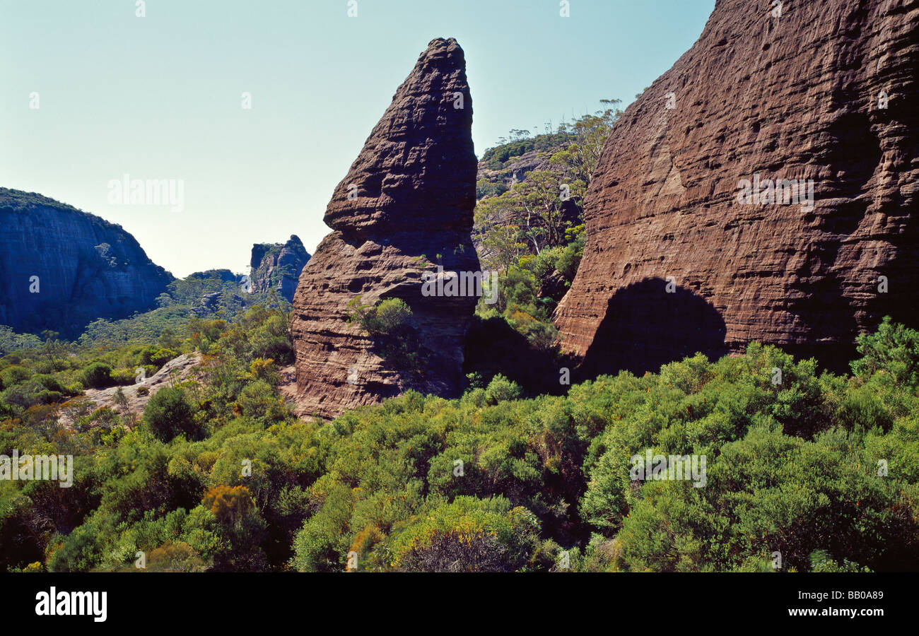 Valle del monolito in gamme Budawang Morton Parco Nazionale del Nuovo Galles del Sud Australia Foto Stock