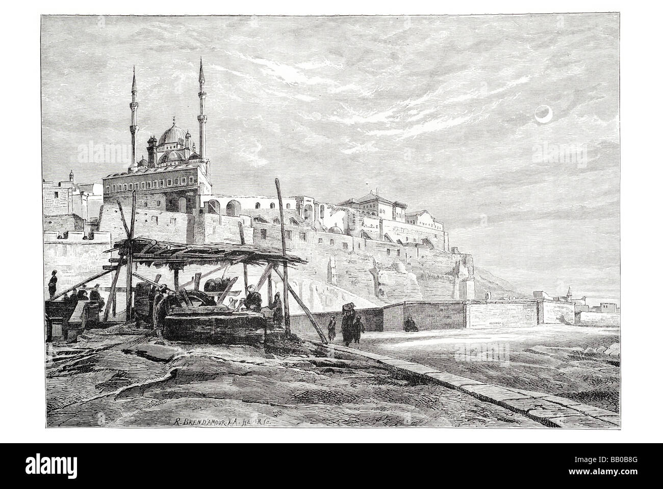 Saladino Cittadella del Cairo Attrazioni turistiche Egitto Muqattam hill parete Saladino Mohamed Ali Cittadella Qalaʿat ʿAlī Muḥammad moschea Foto Stock