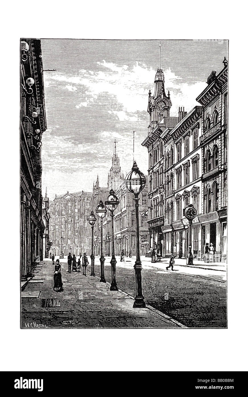 Montgomery street Il palace hotel a distanza Foto Stock