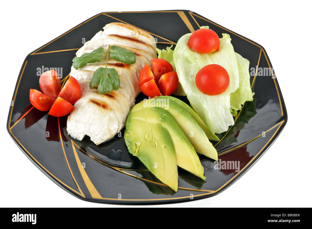 Pollo grigliato con insalata di una dieta orientata pasto Foto Stock